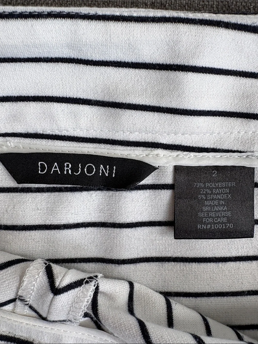 Darjoni Navy Blue & White Striped Chevron / Nautical Skirt Size 2 A-Line Pencil